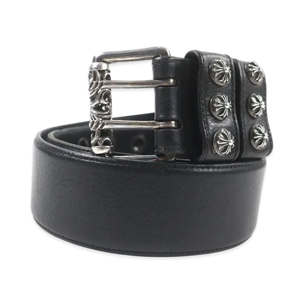 Chrome Hearts Double Pin Roller Belt Crossball "Black/Silver"
