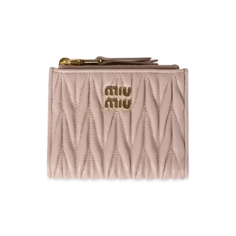 MIUMIU Small Wallet In Matelasse Nappa Leather "Pink Beige"