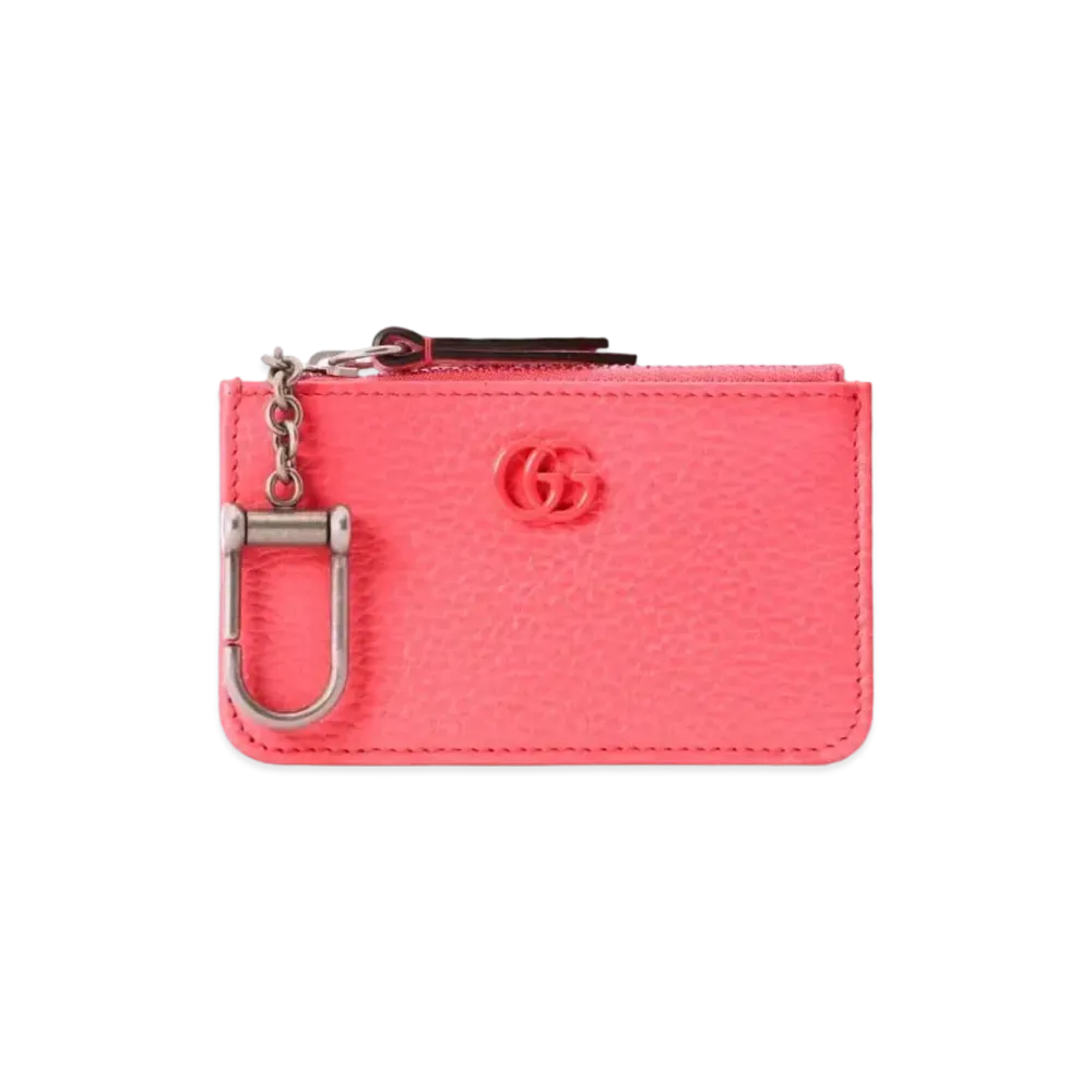 GUCCI Double G Key Chain Card Case "Coral Pink"