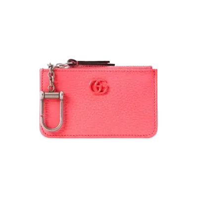 GUCCI Double G Key Chain Card Case "Coral Pink"