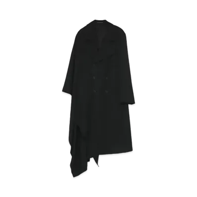 Yohji Yamamoto Pour Homme W/GABARDINE RIGHT CLAOK COAT "Black"