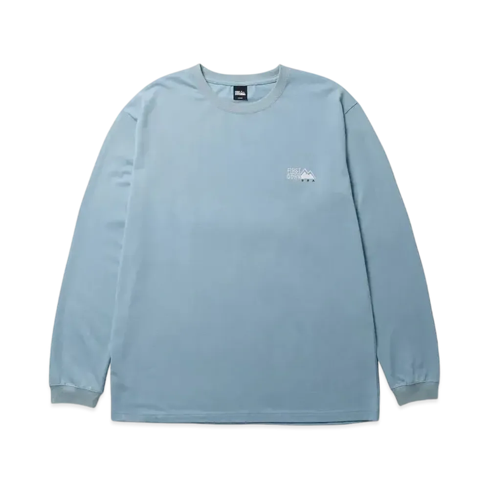 FIRST DOWN Logo L/S Tee Cotton Jersey "Blue"