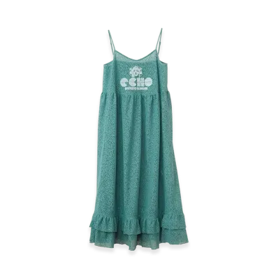 HYSTERIC GLAMOUR Women's Maiden Logo Pattern Tulle Jacquard Dress "Green Other"
