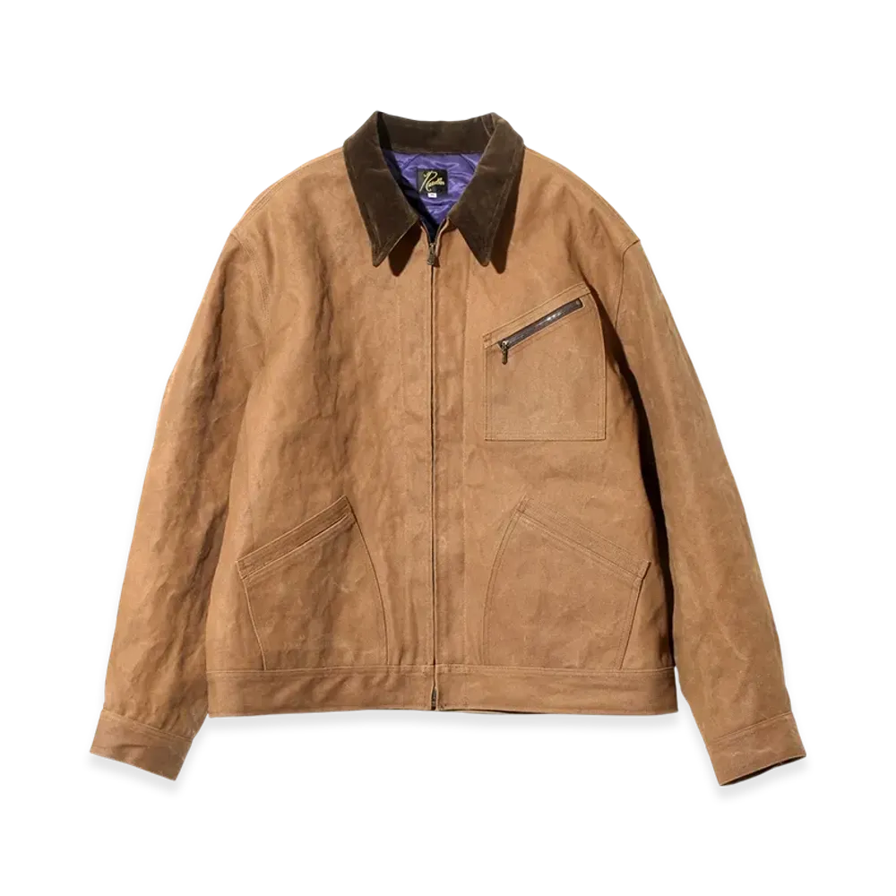NEEDLES Zipped Work Jacket - Duck Canvas / Kakishibu Paint "Dk. Brown"