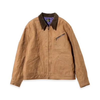 NEEDLES Zipped Work Jacket - Duck Canvas / Kakishibu Paint "Dk. Brown"