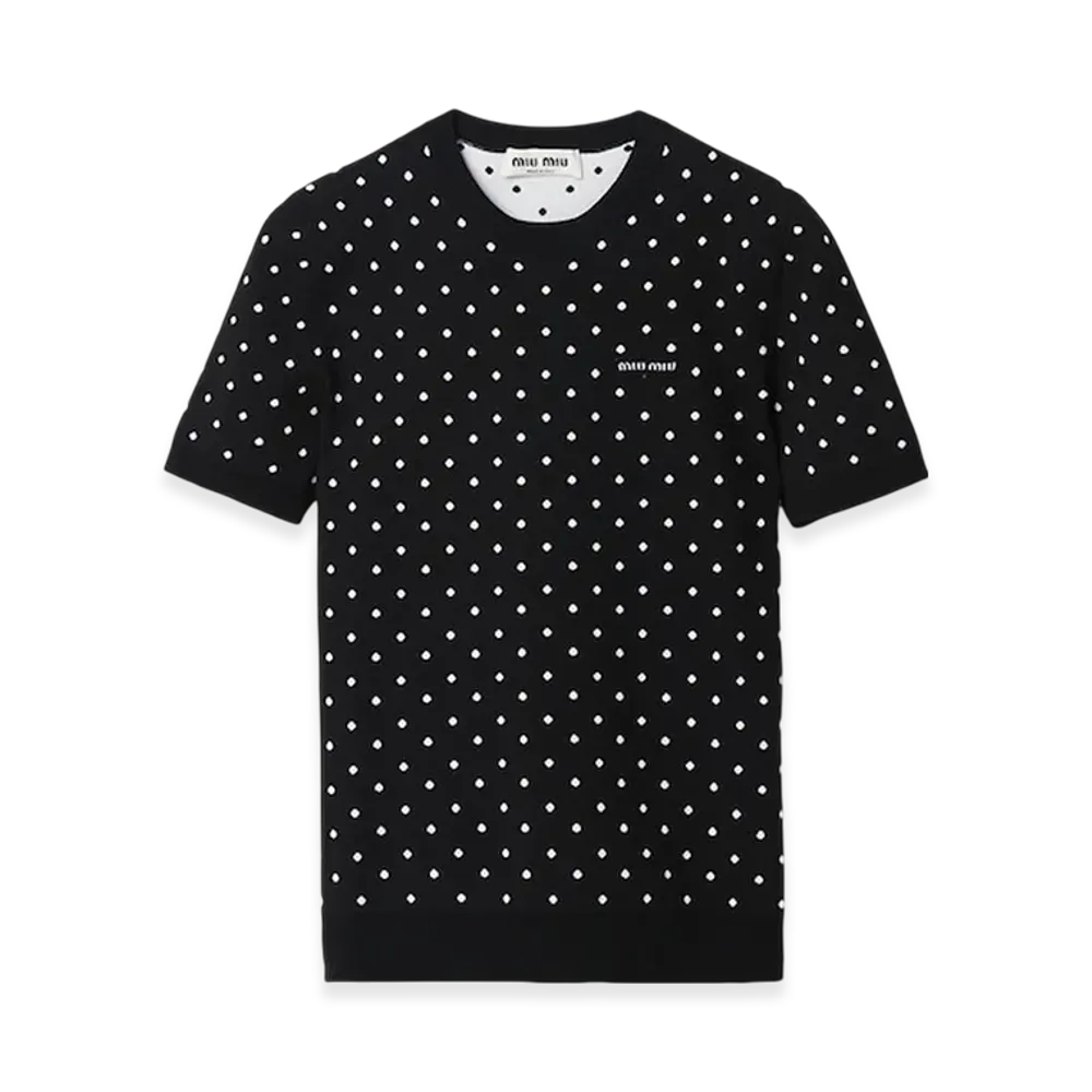 MIU MIU Women's Polka Dot Viscose Sweater "Black/White"