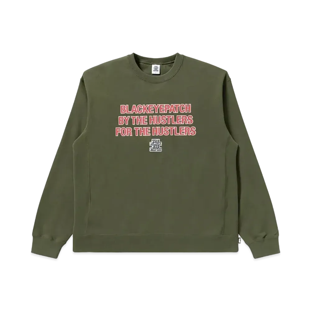 BlackEyePatch Hustler's Statement Crew Sweat "Olive"