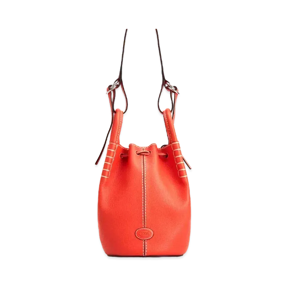 TOD'S Bucket Bag In Leather Mini "Orange"