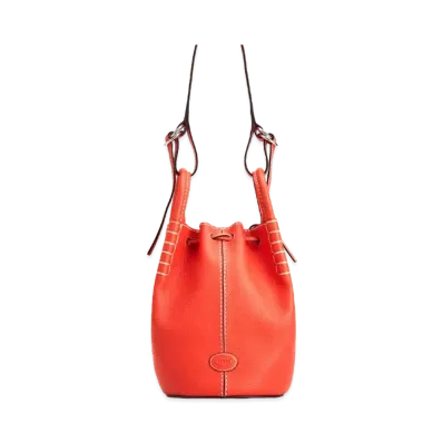 TOD'S Bucket Bag In Leather Mini "Orange"