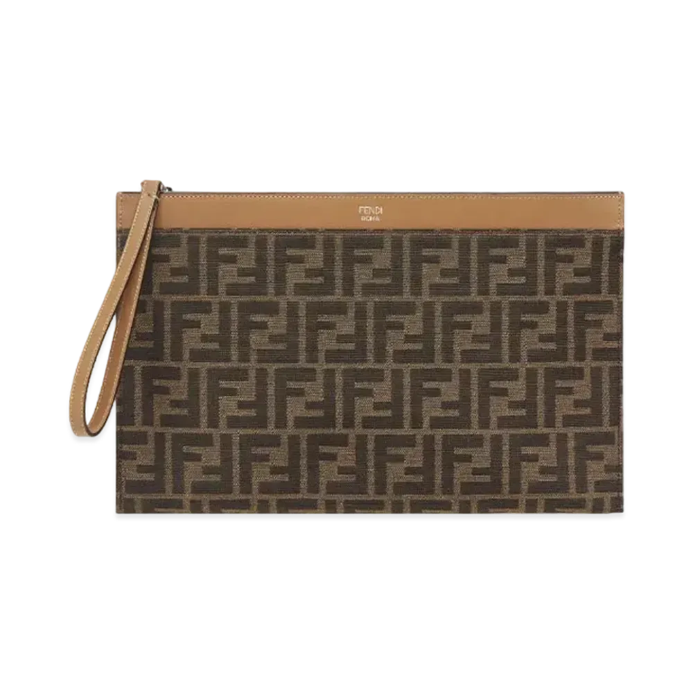 FENDI FF Jacquard Flat Pouch Medium "Brown"