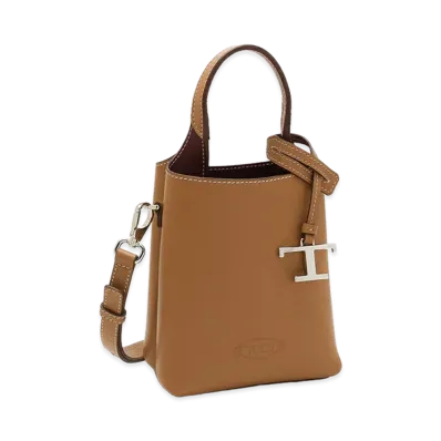 TOD'S Women's Leather Micro Handbag "Brown/Bordeaux"