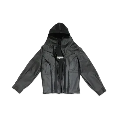Supreme x Anonymous Club Box Logo Moto Jacket by Shayne Oliver "Black"