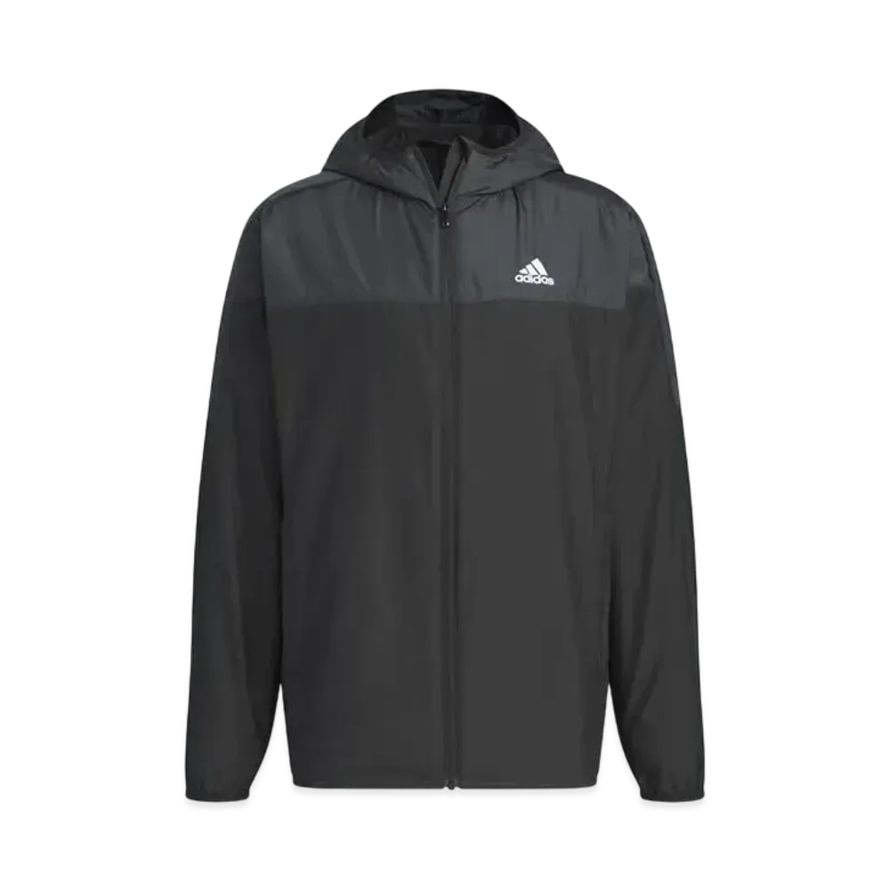 adidas Must Have Small Logo Regular Fit WIND. RDY Hooded Windbreaker Jacket "Black / Carbon"