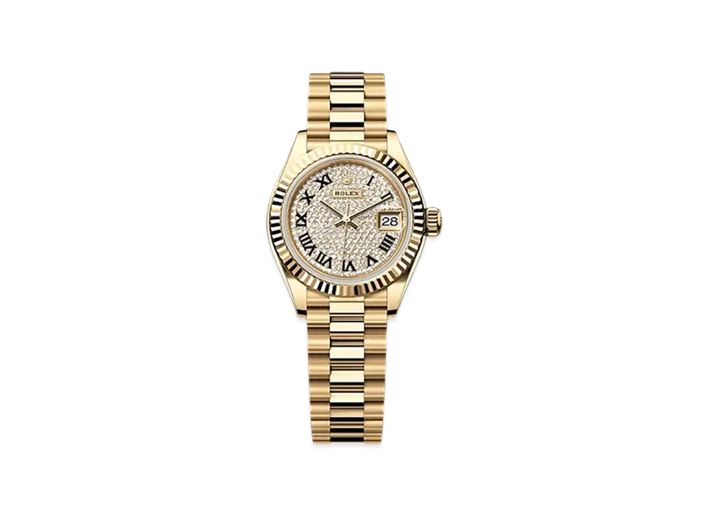 ROLEX Lady-Datejust 28mm Yellow Gold 279178 "Pave diamonds"