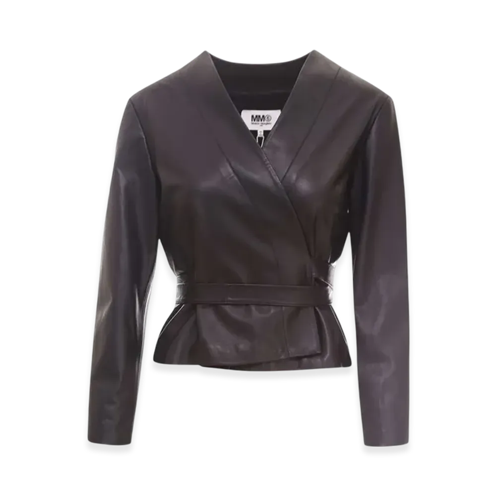 MM6 Maison Margiela Women's Belted Cropped Jacket "Black"
