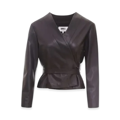 MM6 Maison Margiela Women's Belted Cropped Jacket "Black"