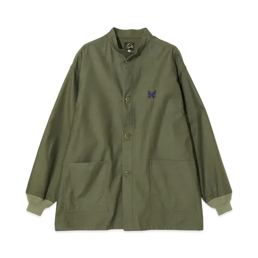 NEEDLES Stand Collar Army Shirt - Back Sateen "Khaki"