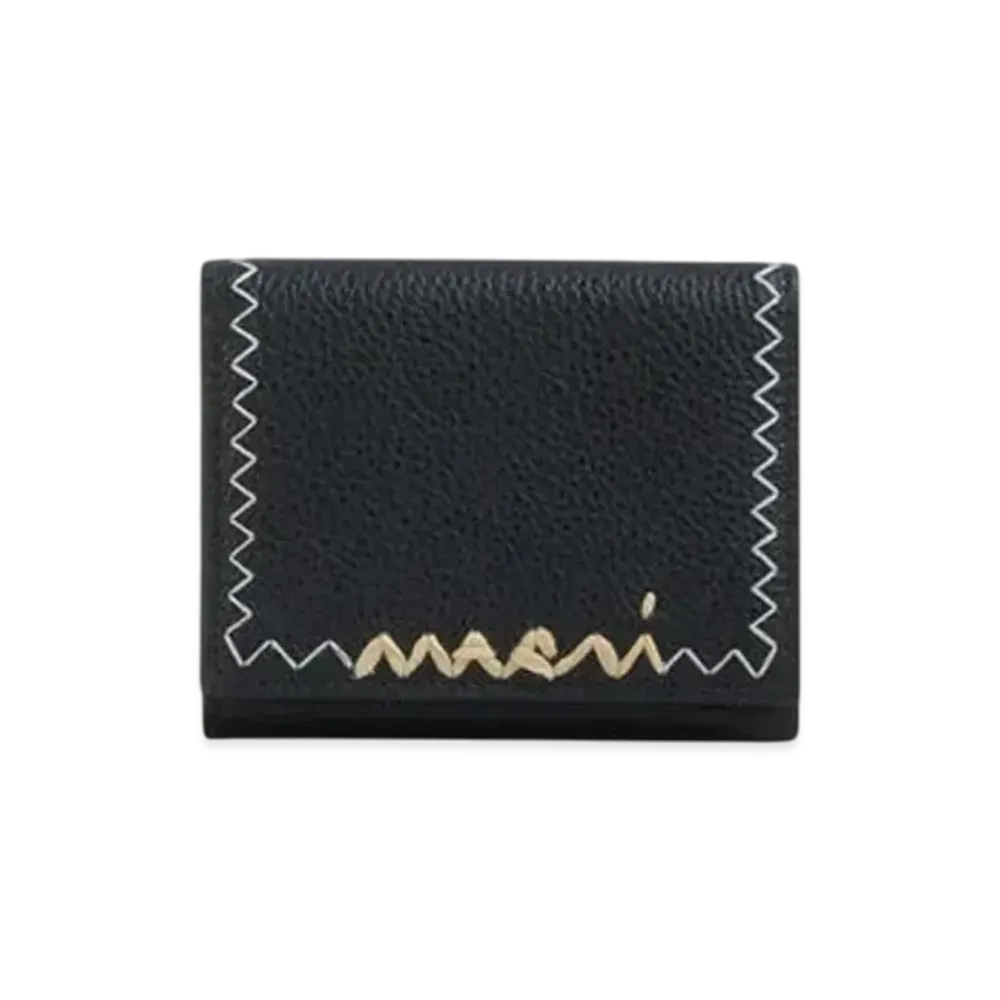 Marni Leather Trifold Wallet with Marni Symbol Logo "Black"