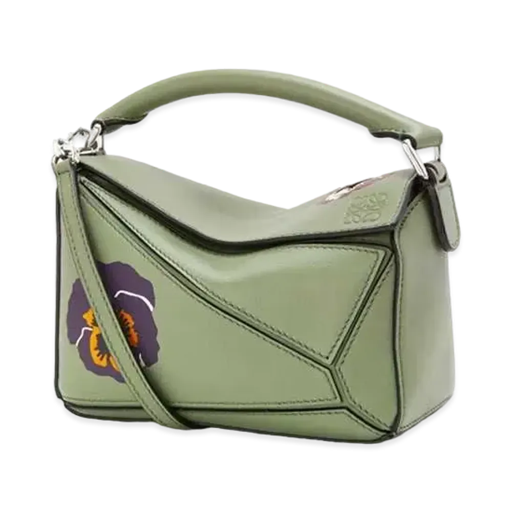 LOEWE Pansies Mini Puzzle Bag In Classic Calfskin "Rosemary"