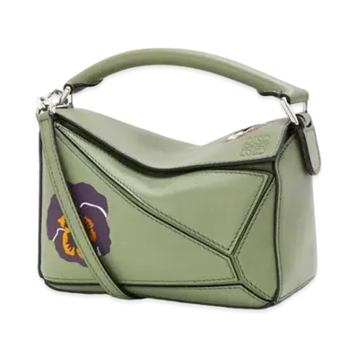 LOEWE Pansies Mini Puzzle Bag In Classic Calfskin "Rosemary"