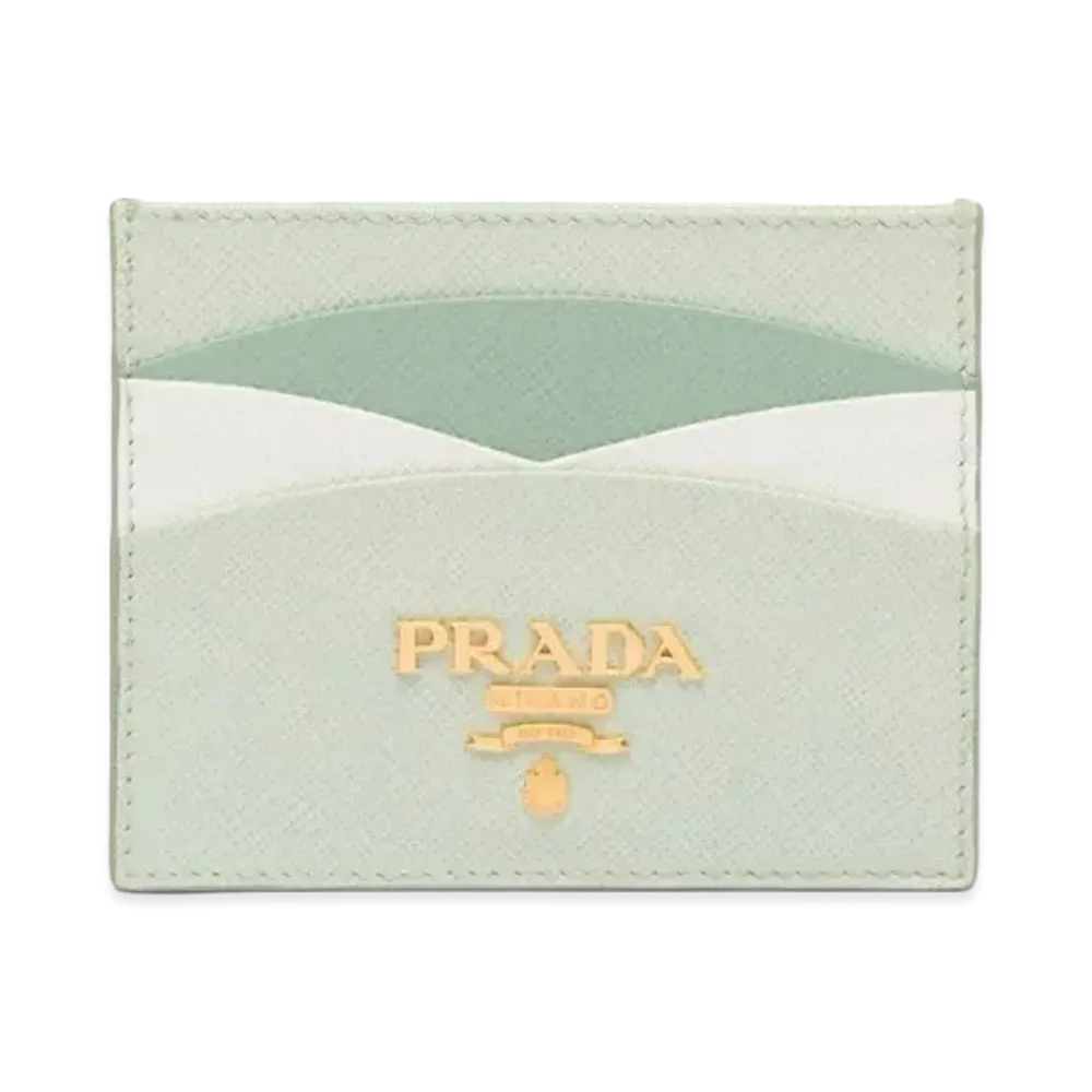 PRADA Saffiano Multicolor Card Holder "Pastel Green/Aquamarine"