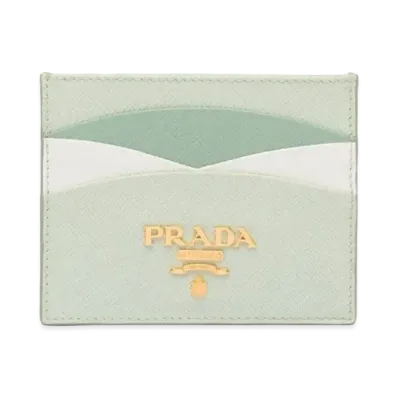 PRADA Saffiano Multicolor Card Holder "Pastel Green/Aquamarine"