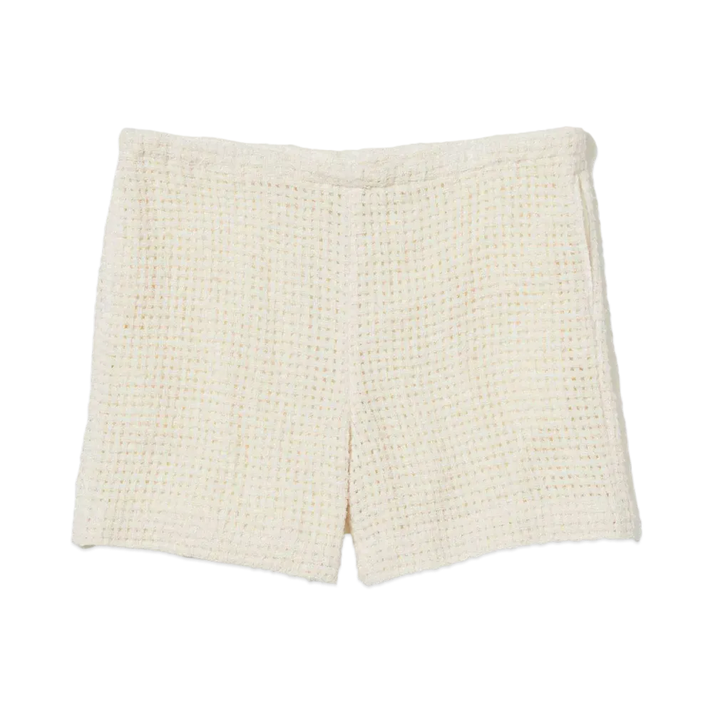 AURALEE Homespun Summer Tweed Mesh Shorts "Off White"
