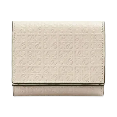 LOEWE Repeat Trifold Wallet Emboss Silk Calf "Light Oats"