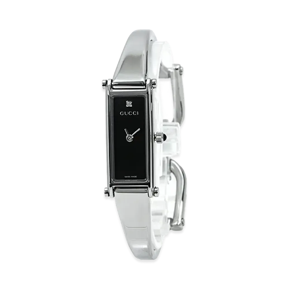 GUCCI Women's 1500L Quartz Diamond 1P Rectangular 24mm "Silver/Black"