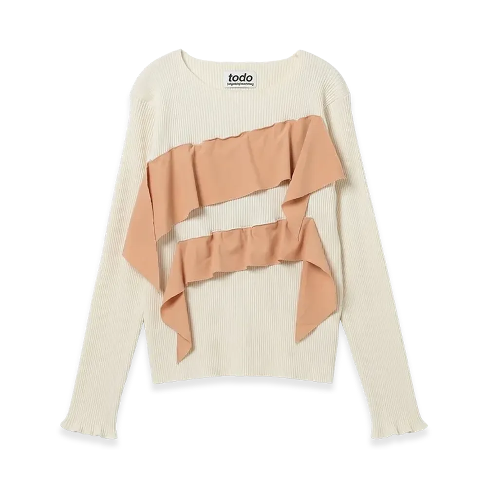 kotohayokozawa Women's Todo Wave Long Sleeve Top "Ivory"