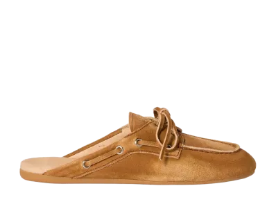 MIU MIU Women's Suede Sabot Loefer "Camel"