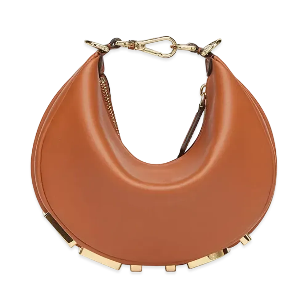 FENDI Fendigraphy Mini Leather Mini Bag "Brown"