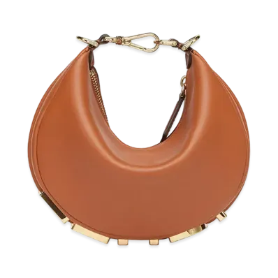 FENDI Fendigraphy Mini Leather Mini Bag "Brown"