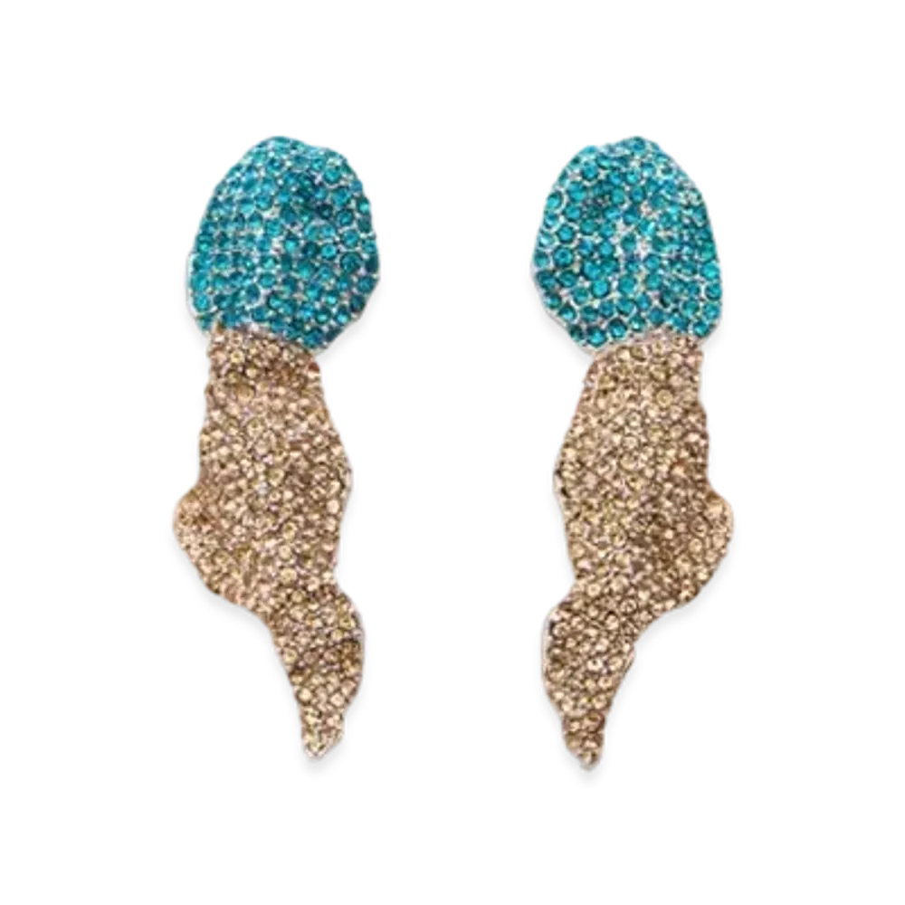 LOEWE x Lynda Benglis Glitter Fragment Earrings in Sterling Silver and Crystals "Silver/Turquoise/Yellow"