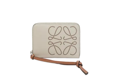 LOEWE 6 Card Zip Wallet In Classic Calfskin "Light Oat / Tan"
