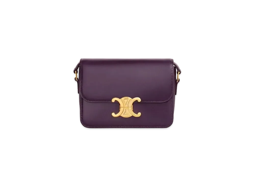 CELINE Teen Triomphe Bag In Shiny Calfskin "Aubergine"