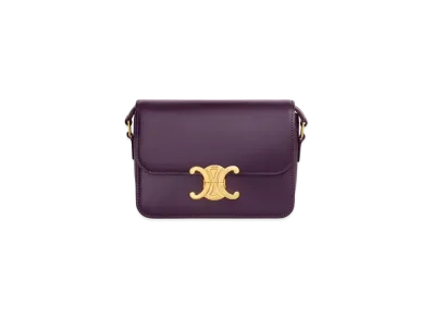CELINE Teen Triomphe Bag In Shiny Calfskin "Aubergine"