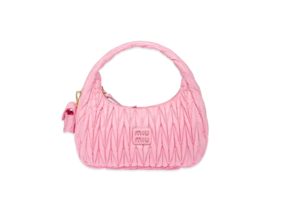 MIU MIU Miu Wander Matelasse Regenerated Nylon Hobo Bag "Pink"