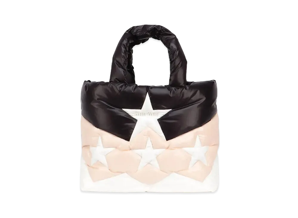 MIU MIU Padd Nylon Tote Bag "Black/Pale Pink"