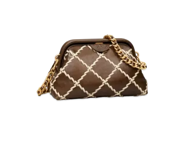 Tory Burch Fleming Soft Whipstitch Small Frame Crossbody "Cold Brew"
