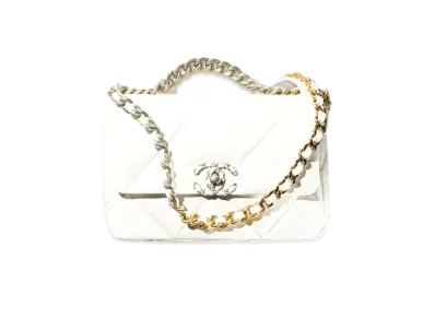 CHANEL 19 Hand Bag Lambskin "White"