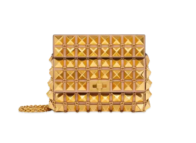 Valentino Small Roman Stud The Shoulder Bag In Chain Mail With Chain "Antique Brass"
