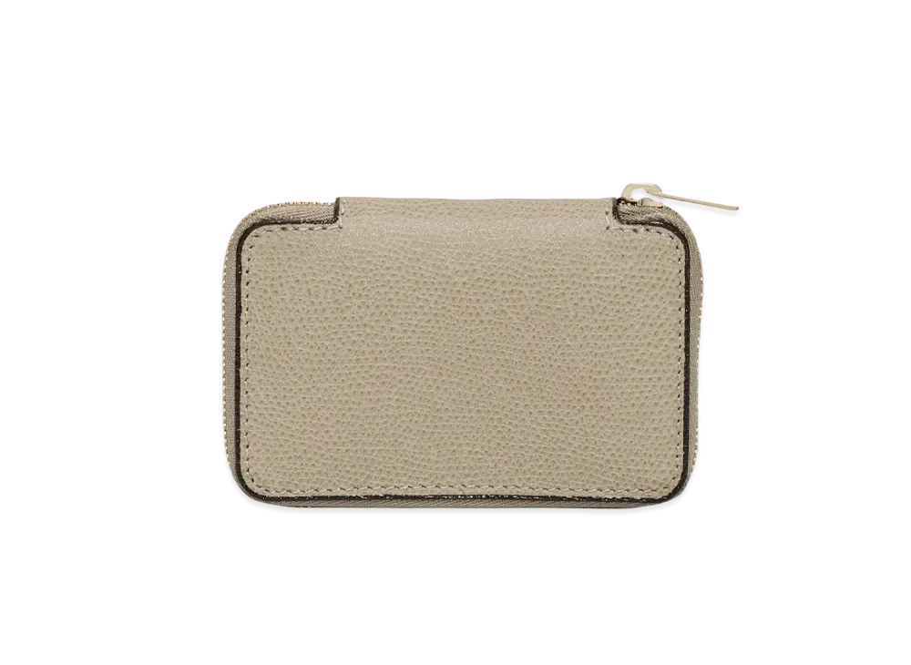 Valextra Round Zip Mini Wallet "Oyster Gray"