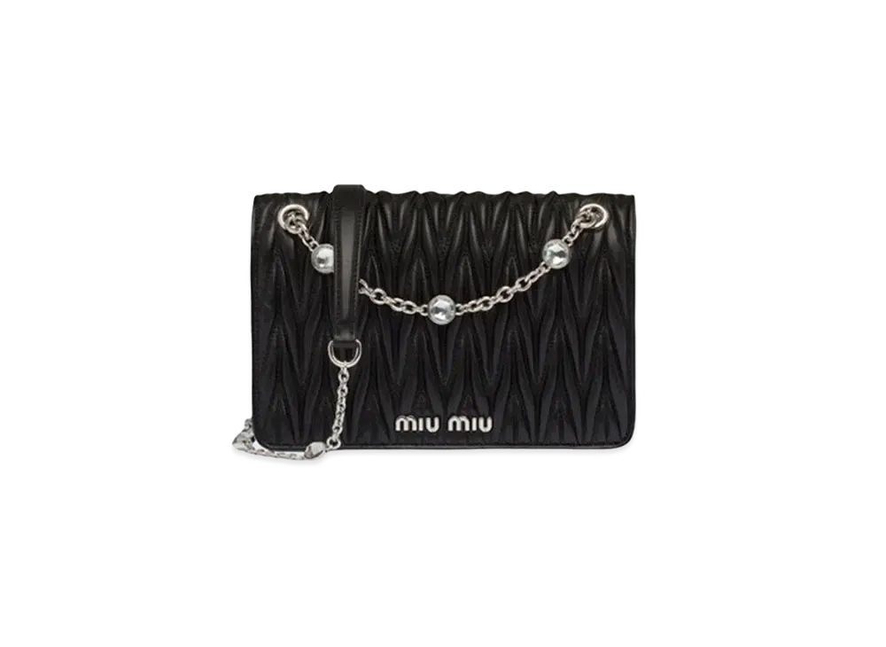 MIU MIU Materassenapa Leather Mini Bag "Black"