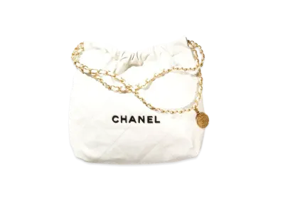 CHANEL 22 Small Hand Bag Shiny Calfskin "White"