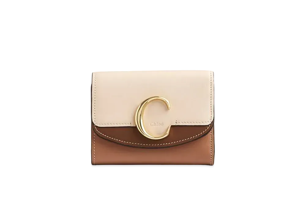 Chloe Chloe C Small Tri Fold Wallet In Multicolour Shiny Calfskin "Softy Pink"