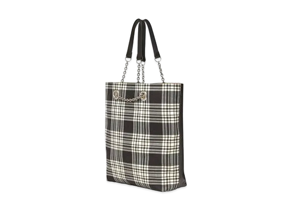Marni Check Wool Shopping Bag with Leather Handles