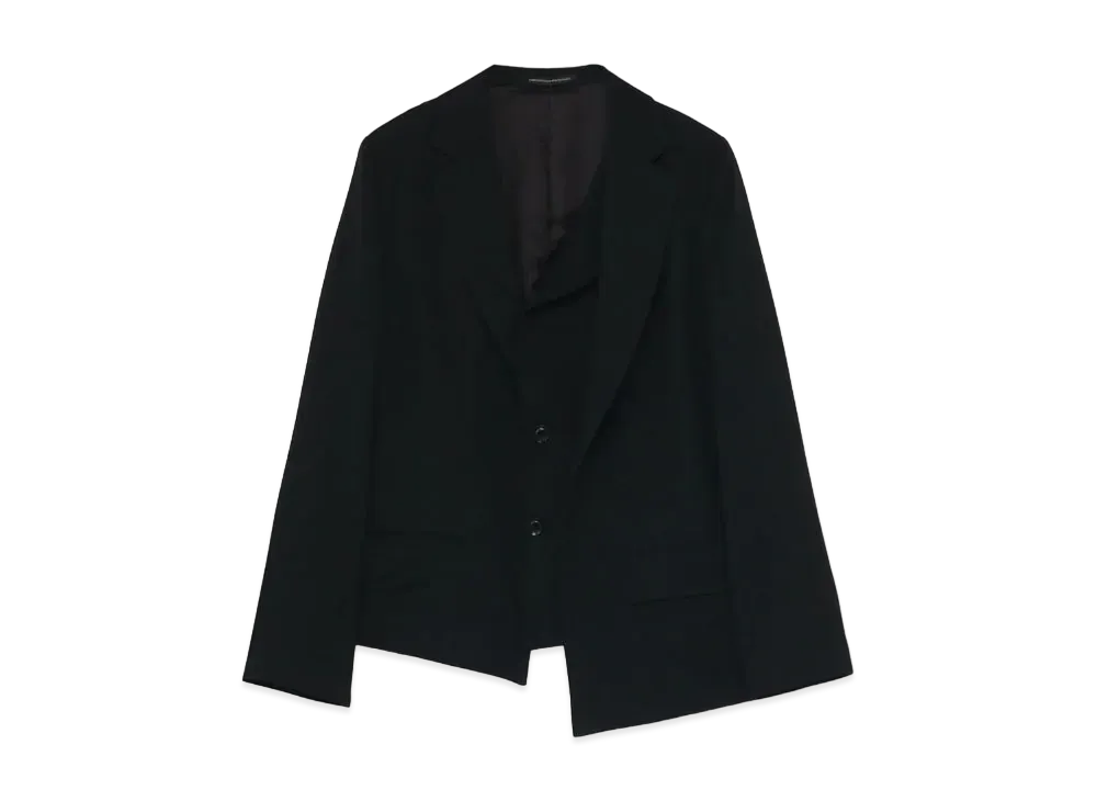 Yohji Yamamoto Y's WOOL GABARDINE LEFT 2 LAYER JACKET "Black"