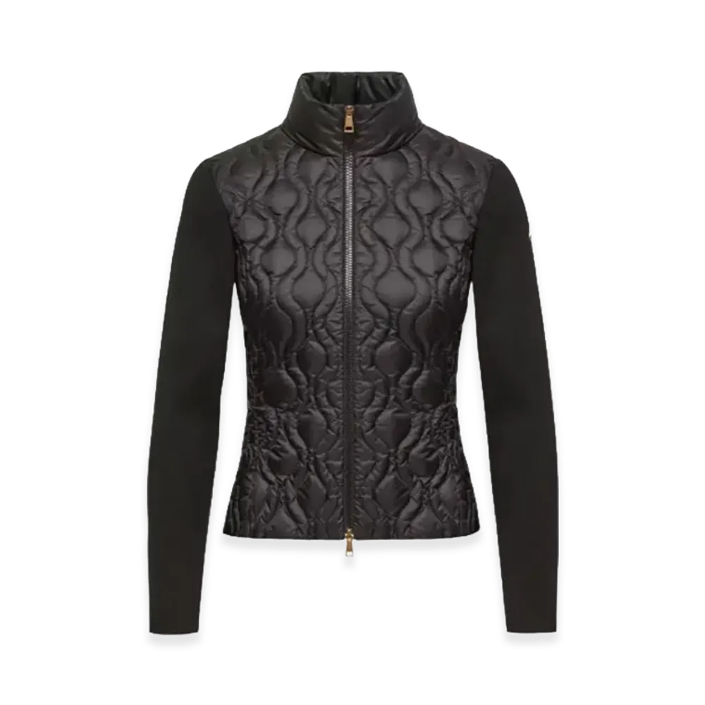 MONCLER Women's Cotton Padded Zip-Up Cardigan "Black"