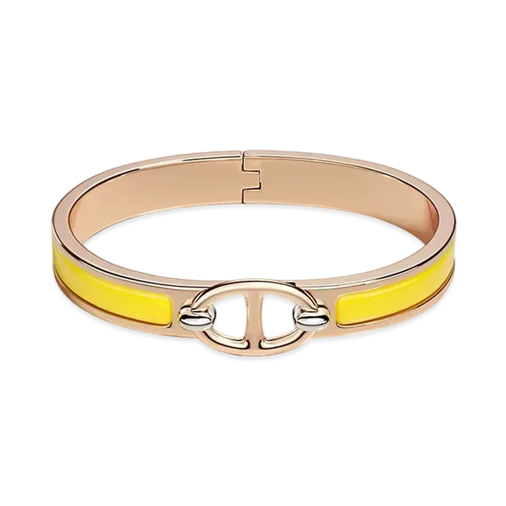 Hermes Mini Clic Chaine D'ancre Bracelet "Jaune Lumiere/Pink Gold"